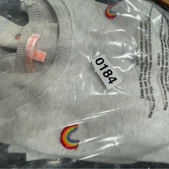 Lisa Todd Gray Sweater with Rainbow Embroidery Size M – 100% Cotton - Picture 8 of 8